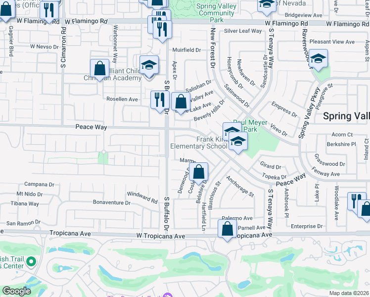 map of restaurants, bars, coffee shops, grocery stores, and more near 7749 Isley Avenue in Las Vegas