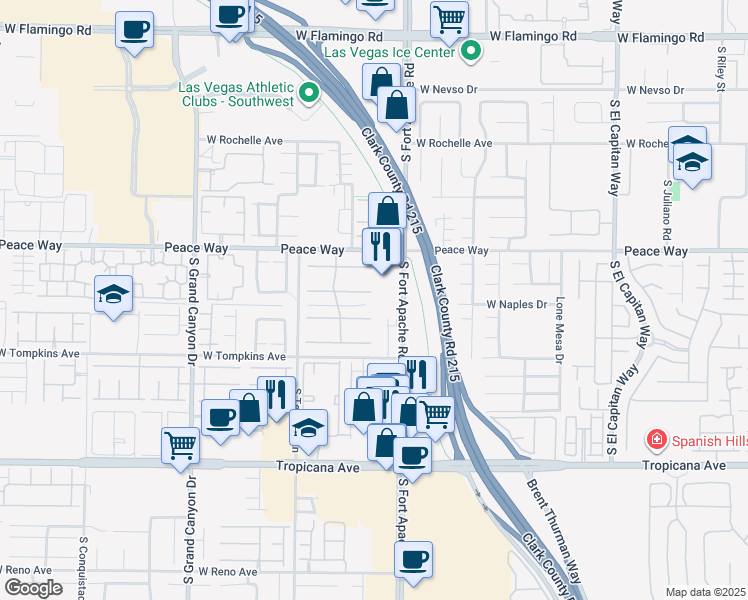 map of restaurants, bars, coffee shops, grocery stores, and more near 9463 Malasana Court in Las Vegas