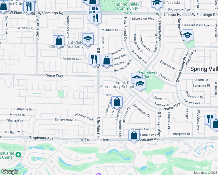 map of restaurants, bars, coffee shops, grocery stores, and more near 7749 Isley Avenue in Las Vegas