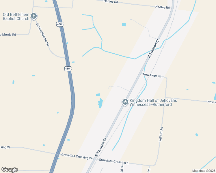 map of restaurants, bars, coffee shops, grocery stores, and more near 16R McWherter Lane in Rutherford