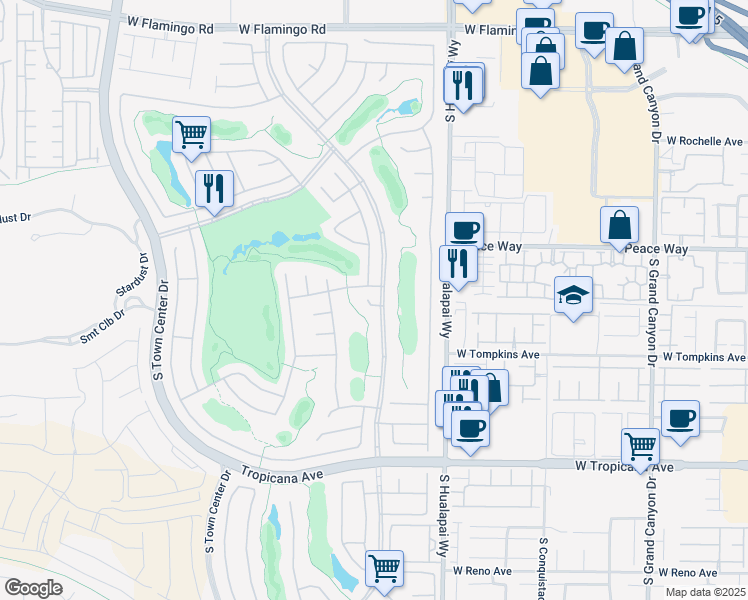 map of restaurants, bars, coffee shops, grocery stores, and more near 10302 Cara Mia Court in Las Vegas