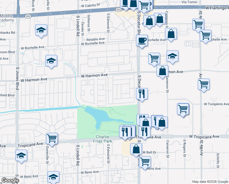 map of restaurants, bars, coffee shops, grocery stores, and more near 4578 Royal Ridge Avenue in Las Vegas