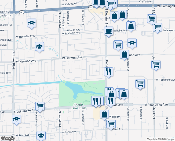 map of restaurants, bars, coffee shops, grocery stores, and more near 4578 Royal Ridge Avenue in Las Vegas
