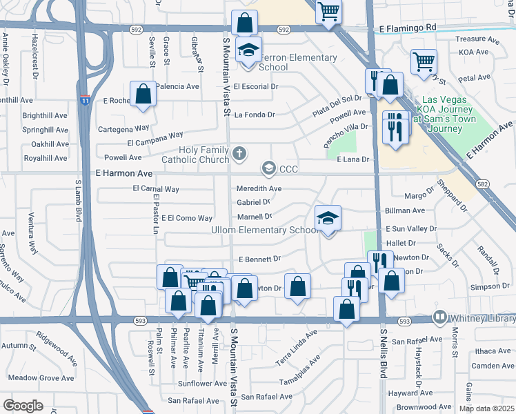 map of restaurants, bars, coffee shops, grocery stores, and more near 4708 Gabriel Drive in Las Vegas