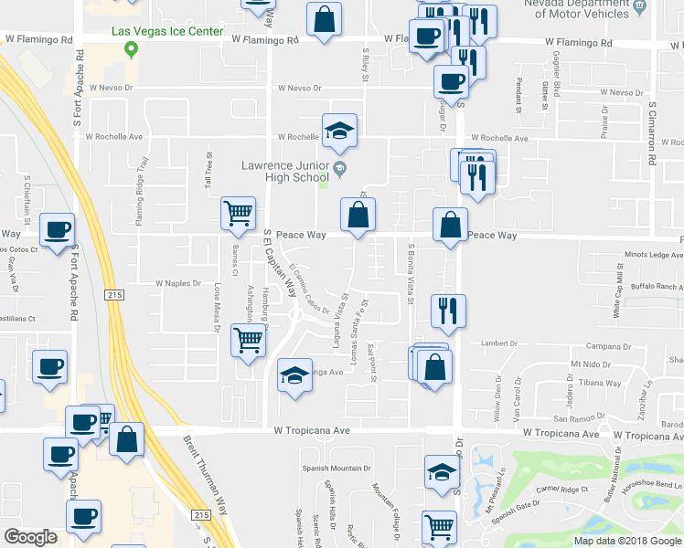 map of restaurants, bars, coffee shops, grocery stores, and more near 8845 Zurich Court in Las Vegas