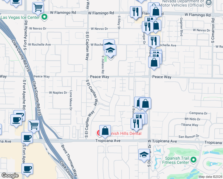 map of restaurants, bars, coffee shops, grocery stores, and more near 8845 Zurich Court in Las Vegas