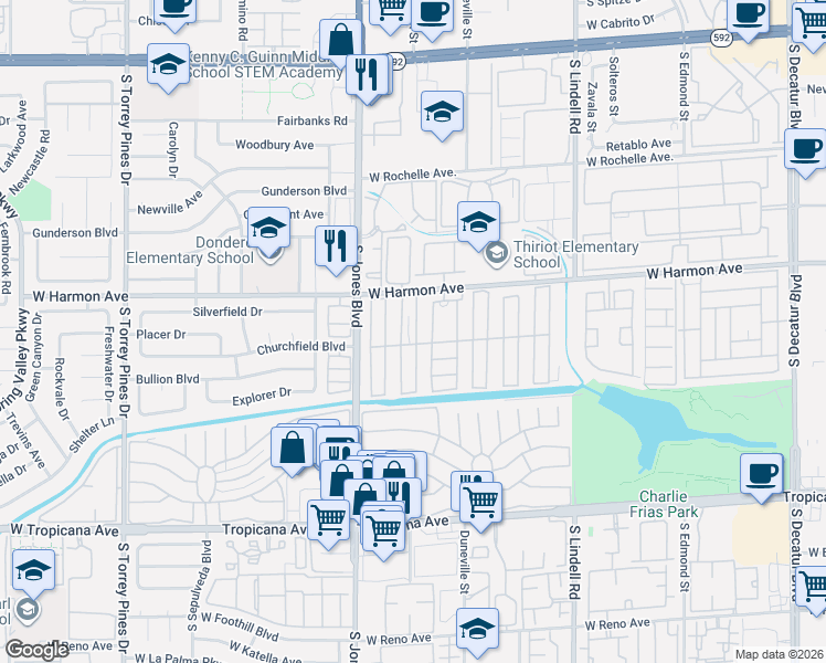 map of restaurants, bars, coffee shops, grocery stores, and more near 148-157 Las Vegas Jaycees Mhp in Las Vegas