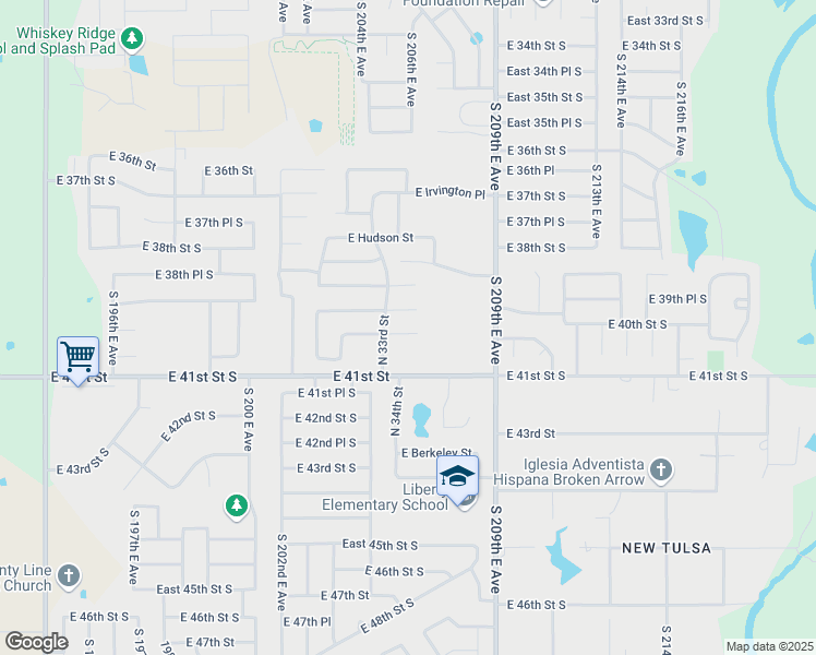 map of restaurants, bars, coffee shops, grocery stores, and more near 3500 East Emmitsburg Place in Broken Arrow