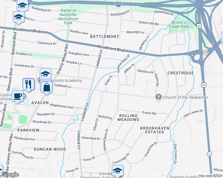 map of restaurants, bars, coffee shops, grocery stores, and more near 949 Caldwell Lane in Nashville