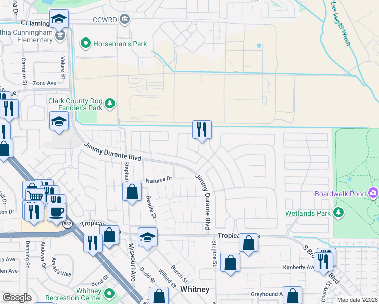 map of restaurants, bars, coffee shops, grocery stores, and more near in Las Vegas