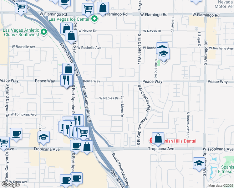 map of restaurants, bars, coffee shops, grocery stores, and more near 4560 Grandspur Street in Las Vegas