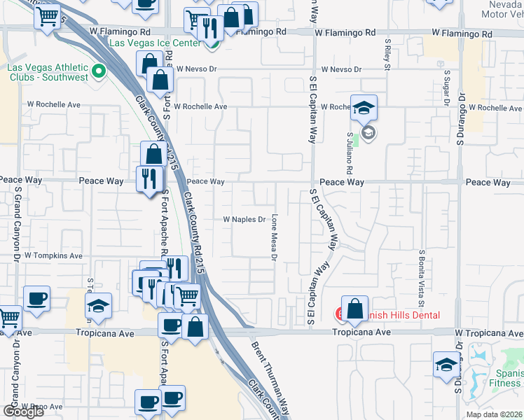 map of restaurants, bars, coffee shops, grocery stores, and more near 4560 Grandspur Street in Las Vegas