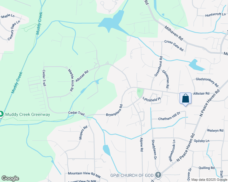 map of restaurants, bars, coffee shops, grocery stores, and more near 4218 Allistair Road in Winston-Salem