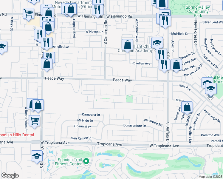 map of restaurants, bars, coffee shops, grocery stores, and more near 4557 Rockland Break Court in Las Vegas