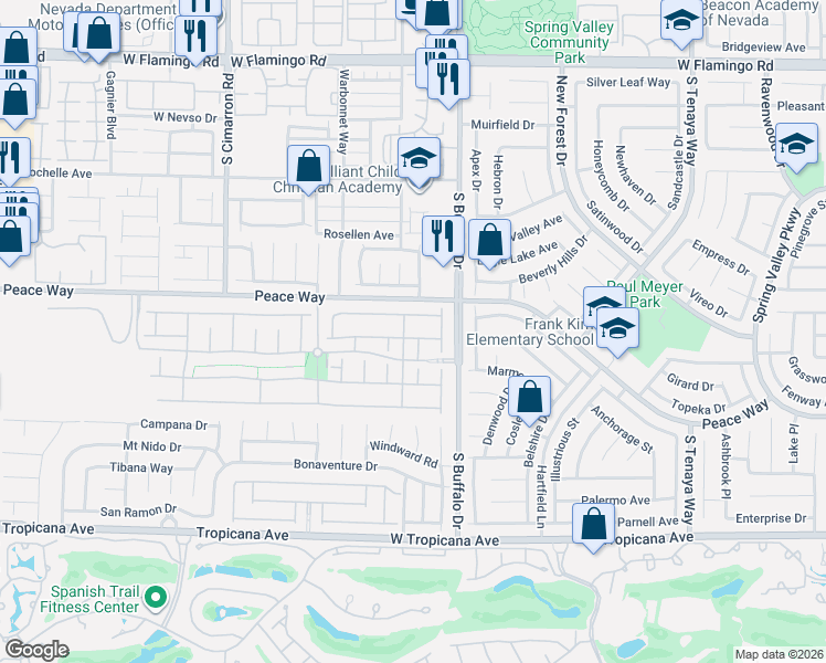 map of restaurants, bars, coffee shops, grocery stores, and more near 7851 Barntucket Avenue in Las Vegas