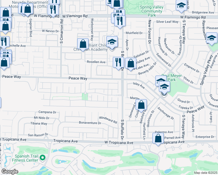 map of restaurants, bars, coffee shops, grocery stores, and more near 7852 Whitlocks Mill Avenue in Las Vegas