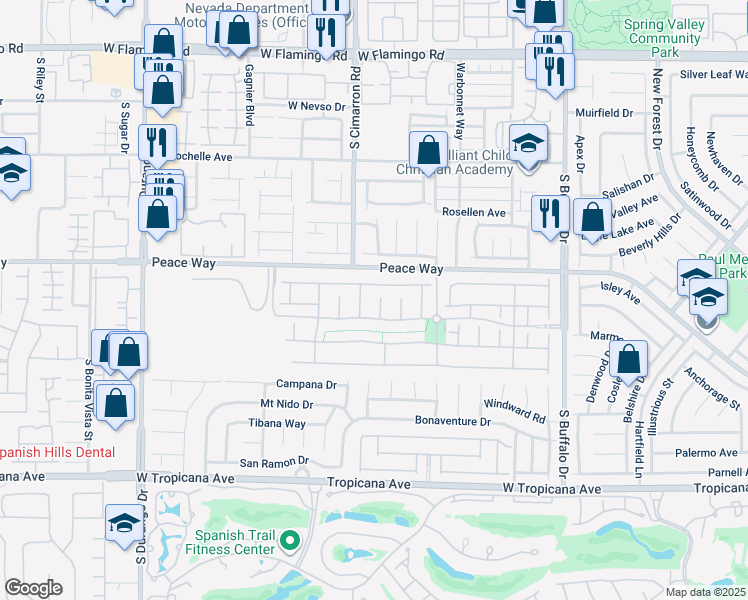 map of restaurants, bars, coffee shops, grocery stores, and more near 4557 Rockland Break Court in Las Vegas