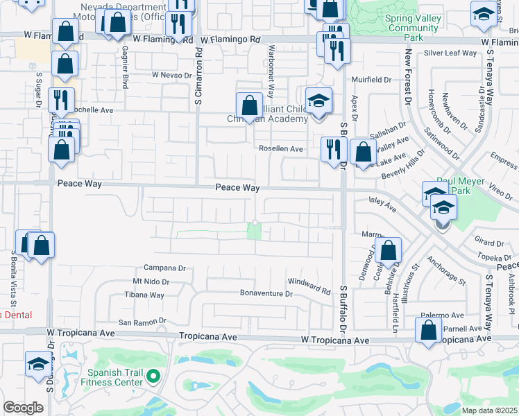 map of restaurants, bars, coffee shops, grocery stores, and more near 4555 Cape Elizabeth Street in Las Vegas
