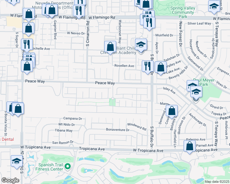 map of restaurants, bars, coffee shops, grocery stores, and more near 4555 Cape Elizabeth Street in Las Vegas