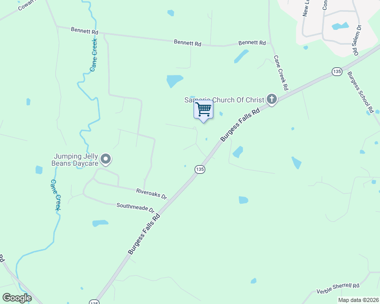 map of restaurants, bars, coffee shops, grocery stores, and more near 3512 Cottonwood Court in Cookeville