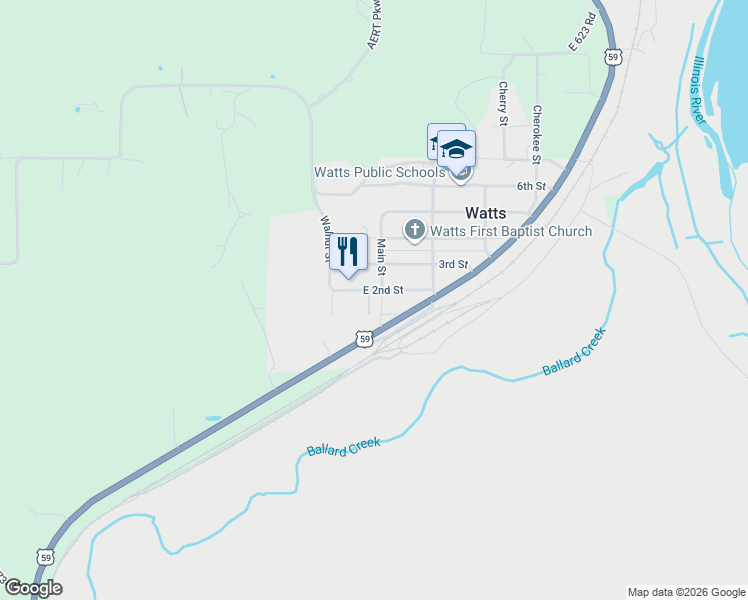 map of restaurants, bars, coffee shops, grocery stores, and more near 236 2nd Street in Watts