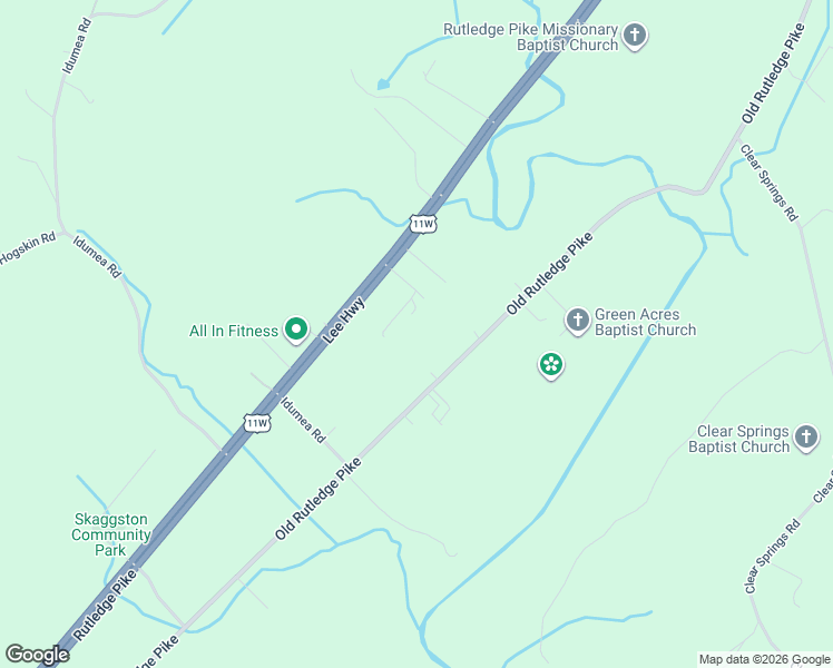 map of restaurants, bars, coffee shops, grocery stores, and more near 10060 Rutledge Pike in Corryton