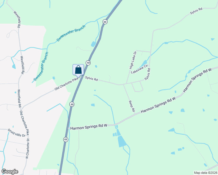 map of restaurants, bars, coffee shops, grocery stores, and more near 150 Sylvis Road in Dickson