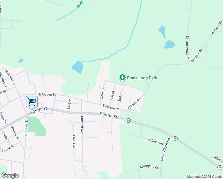 map of restaurants, bars, coffee shops, grocery stores, and more near 15 1st Street in Franklinton