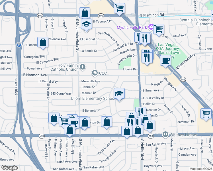 map of restaurants, bars, coffee shops, grocery stores, and more near 4788 Marnell Drive in Las Vegas