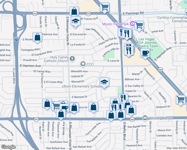 map of restaurants, bars, coffee shops, grocery stores, and more near 4788 Marnell Drive in Las Vegas