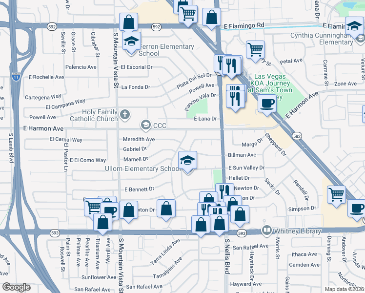 map of restaurants, bars, coffee shops, grocery stores, and more near 4850 Billman Avenue in Las Vegas