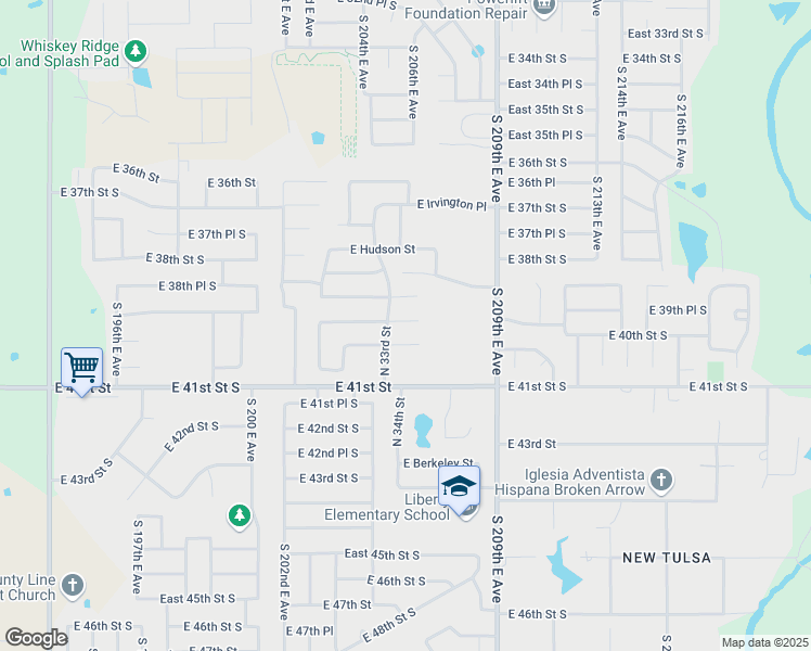 map of restaurants, bars, coffee shops, grocery stores, and more near 3501 East Fairmont Street in Broken Arrow