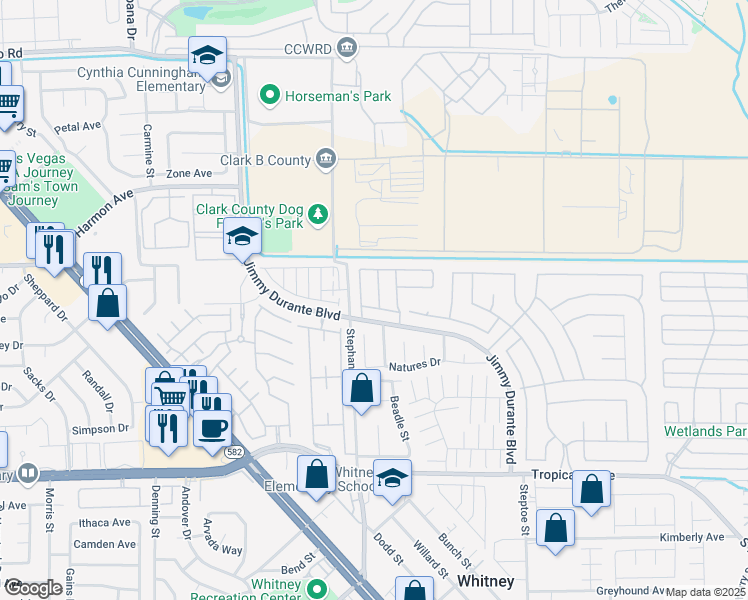 map of restaurants, bars, coffee shops, grocery stores, and more near 4575 Stemrose Way in Las Vegas