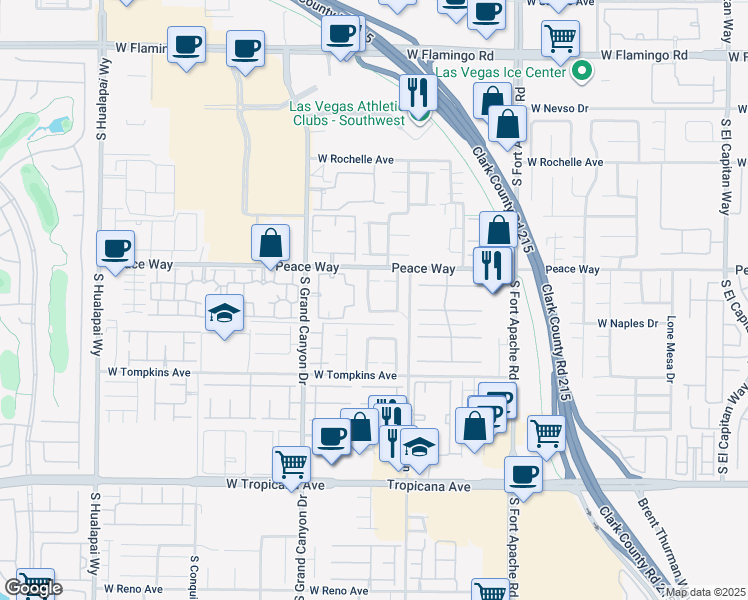 map of restaurants, bars, coffee shops, grocery stores, and more near 4547 Sparwood Drive in Las Vegas