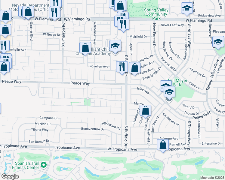 map of restaurants, bars, coffee shops, grocery stores, and more near 7851 Barntucket Avenue in Las Vegas