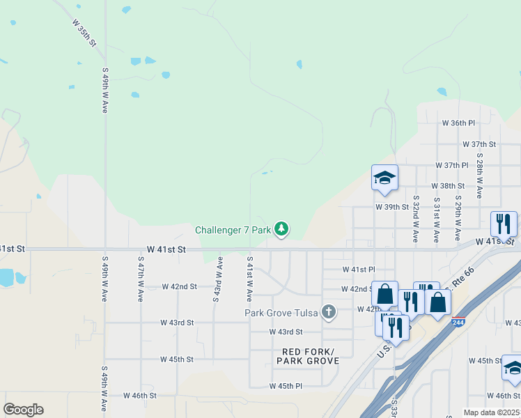 map of restaurants, bars, coffee shops, grocery stores, and more near 3991 West 41st Street in Tulsa