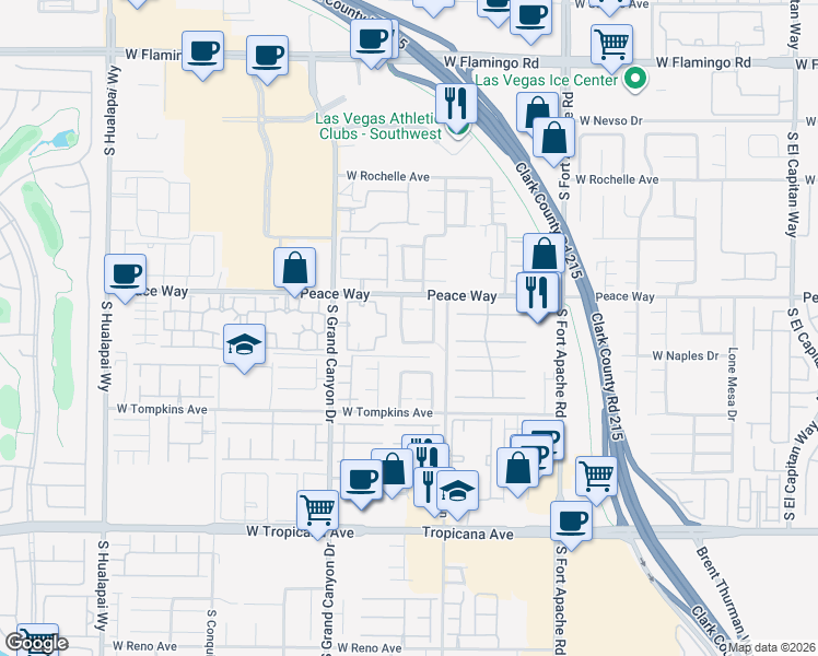 map of restaurants, bars, coffee shops, grocery stores, and more near 4547 Sparwood Drive in Las Vegas