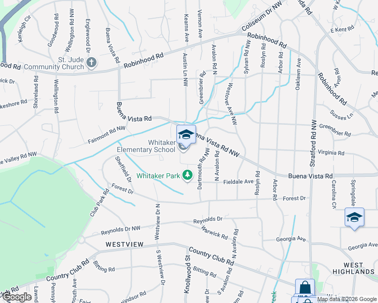 map of restaurants, bars, coffee shops, grocery stores, and more near 600 Nokomis Court Northwest in Winston-Salem