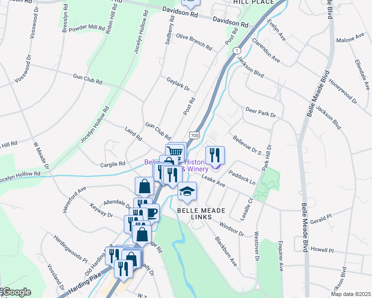 map of restaurants, bars, coffee shops, grocery stores, and more near 5025 Memphis-Bristol Hwy in Nashville