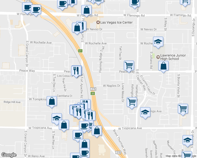 map of restaurants, bars, coffee shops, grocery stores, and more near 9270 Eliana Ct in Las Vegas