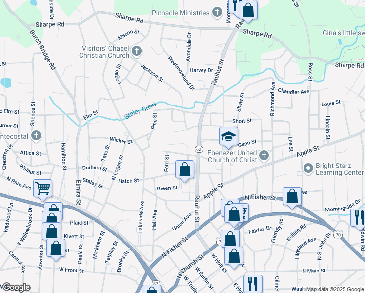 map of restaurants, bars, coffee shops, grocery stores, and more near 816 Ray Street in Burlington