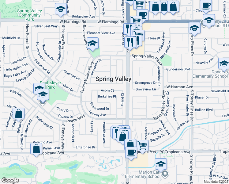 map of restaurants, bars, coffee shops, grocery stores, and more near 6997 Acorn Court in Las Vegas