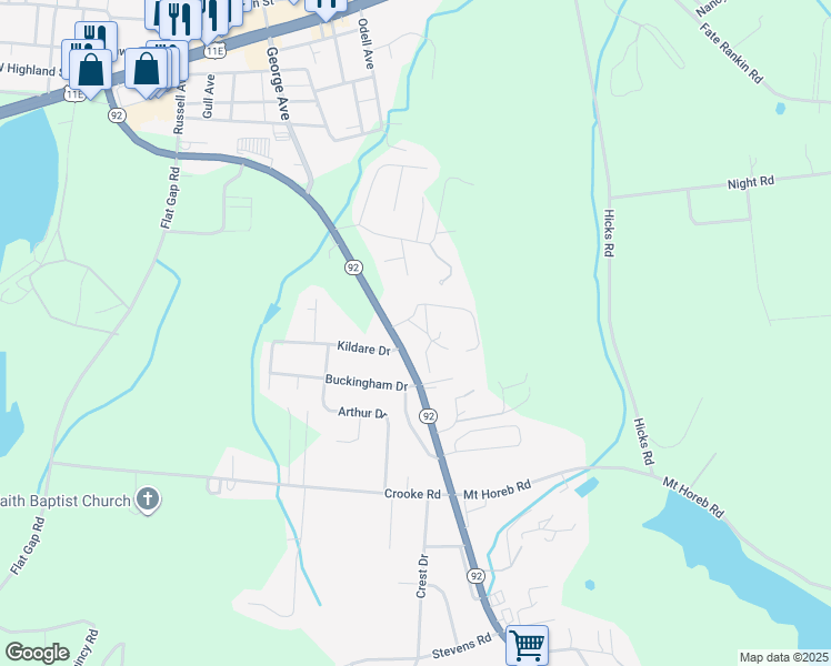 map of restaurants, bars, coffee shops, grocery stores, and more near 1105 Lockhart Rd in Jefferson City
