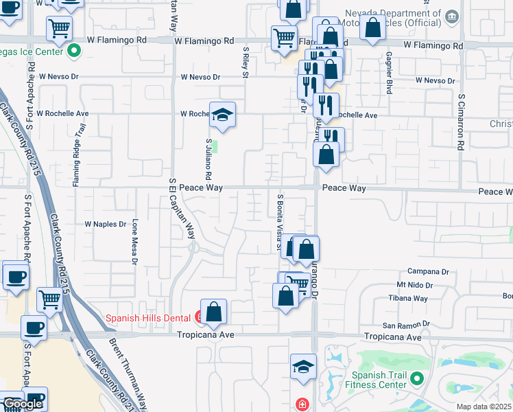 map of restaurants, bars, coffee shops, grocery stores, and more near 8765 Villa Alex Avenue in Las Vegas