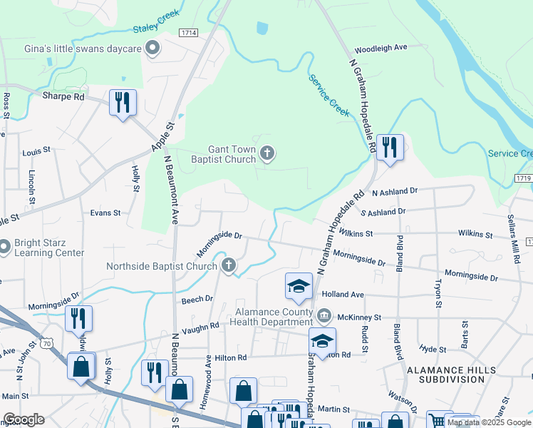 map of restaurants, bars, coffee shops, grocery stores, and more near 620 Oakdale Court in Burlington