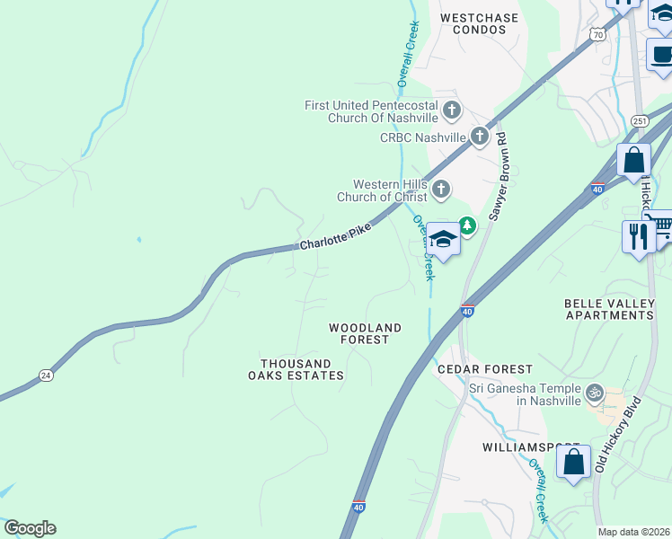 map of restaurants, bars, coffee shops, grocery stores, and more near 378 Forrest Valley Drive in Nashville