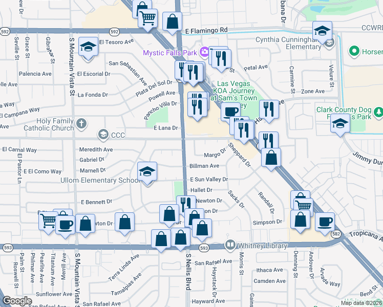 map of restaurants, bars, coffee shops, grocery stores, and more near 4555 Pacyna Street in Las Vegas