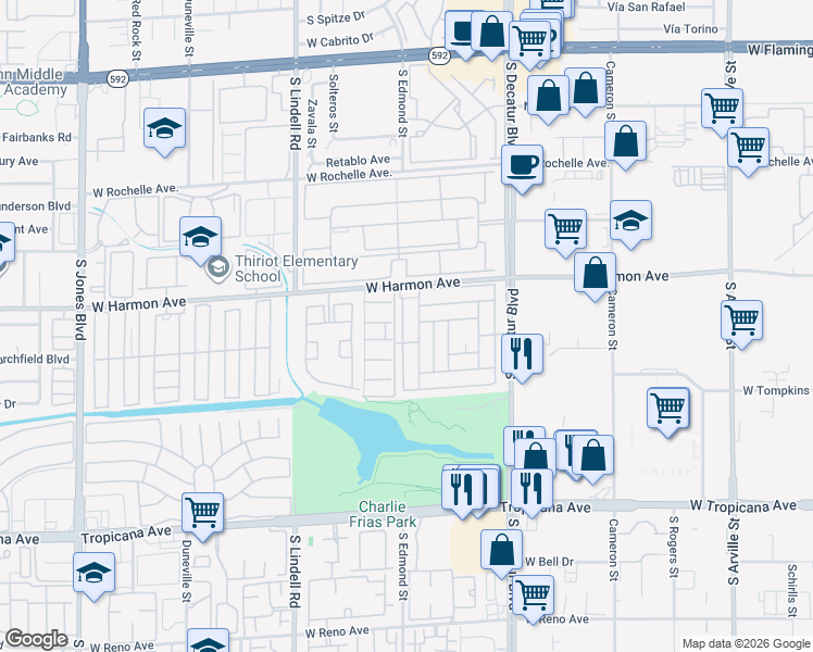 map of restaurants, bars, coffee shops, grocery stores, and more near 4578 Royal Ridge Avenue in Las Vegas