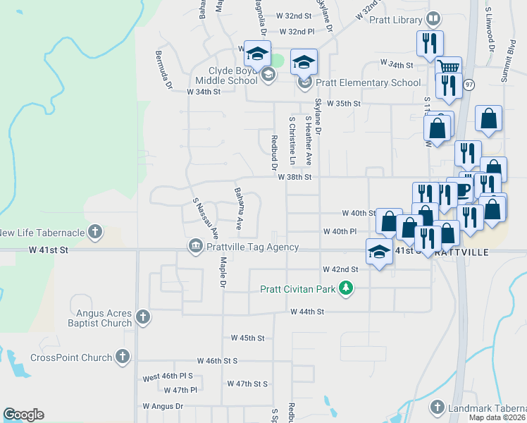 map of restaurants, bars, coffee shops, grocery stores, and more near 3909 South Maple Avenue in Sand Springs