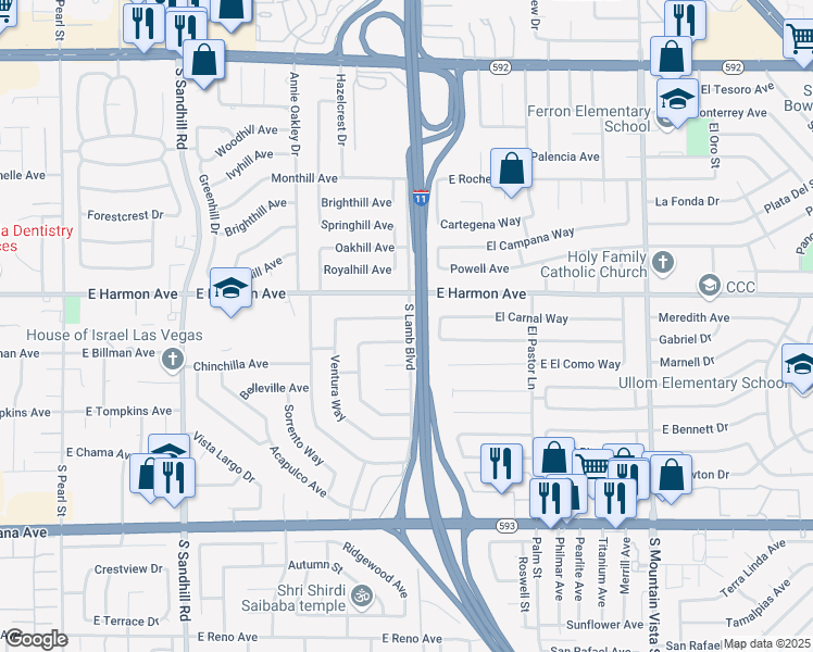 map of restaurants, bars, coffee shops, grocery stores, and more near 4185 Vancouver Ave in Las Vegas